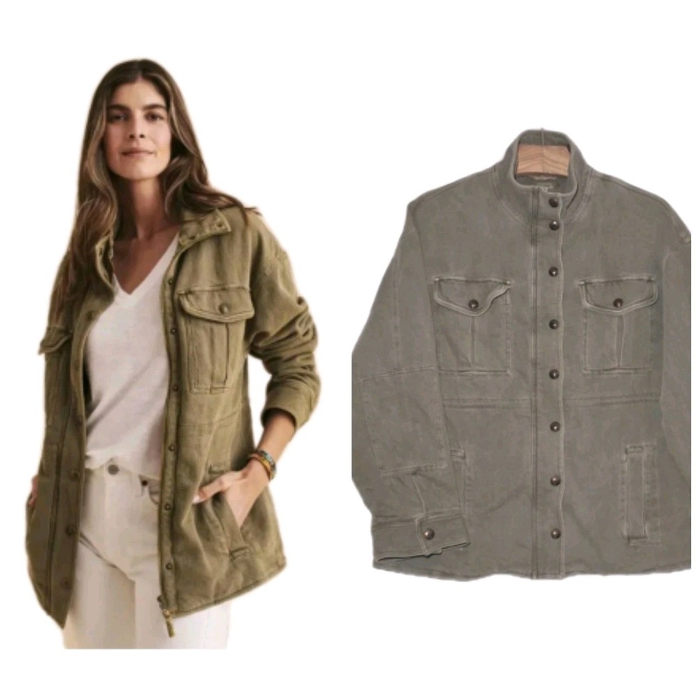 Faherty Monterey Utility Jacket Hawkeye Womens XL Sage Brush Zip Button Up $198